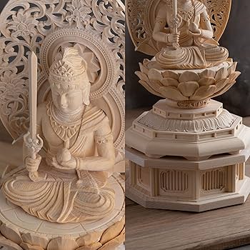 Amazon.co.jp: 木彫仏像 虚空蔵菩薩 座像22.5cm（木製：桧木）＿